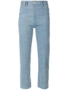 ACT N°1 ACT N°1 FRAYED CROPPED JEANS - BLUE,SSP180512872994
