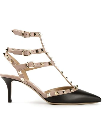 Valentino Garavani Rockstud Leather Pumps In Brown