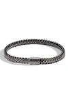 John Hardy Sterling Silver Classic Chain Matte Black Rhodium Flat Chain Bracelet In Silver/ Black