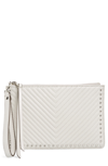 REBECCA MINKOFF QUILTED LEATHER WRISTLET POUCH - GREY,SS18SBCP9Z