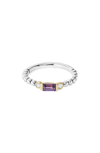Lagos 18k Gold & Sterling Silver Amethyst & Diamond Stacking Ring