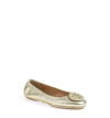 Tory Burch Minnie Travel Metallic Leather Ballet Flats In Sparkle Gold