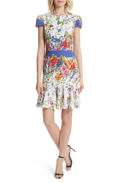 Milly Karissa Floral-print Short-sleeve Cotton Dress In Multi