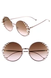 Fendi Women's Ribbons And Pearls Oversized Round Sunglasses, 58mm In Pink