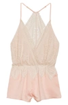 Flora Nikrooz Genevive Charm Lace Chiffon Romper In Buff