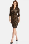 Karen Kane Scalloped Lace Sheath Dress In Black/ Nude
