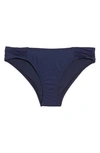 Tommy Bahama Pearl Shirred-side Solid Hipster Swim Bikini Bottom In Mare Navy