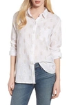Rails Charli Button-down Linen-blend Shirt With Pineapples In Gold Pineapples
