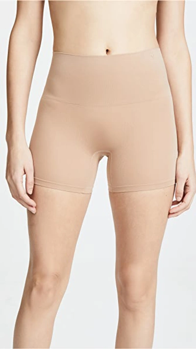Yummie Seamlessly Shaped Ultralight Nylon Shorts In Almond
