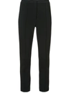 Adam Lippes Stretch Cady Cigarette Trousers With Pintuck In Black