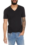 John Varvatos Slim Fit Slubbed V-neck T-shirt In Black