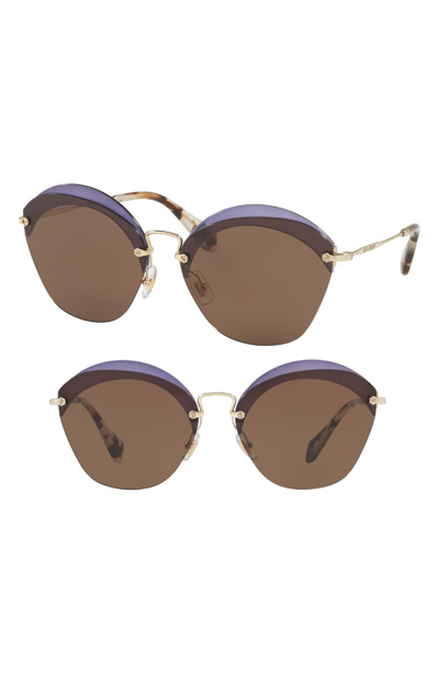 Miu Miu 63mm Cutout Sunglasses In Purple/brown