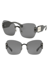 Miu Miu 63mm Rimless Sunglasses - Dark Grey/ Black Solid In Black/gray Solid