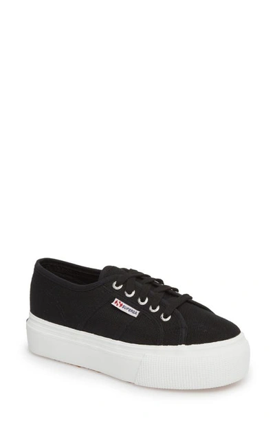 Superga 2790 3d Lettering Platform Sneakers In Black/white