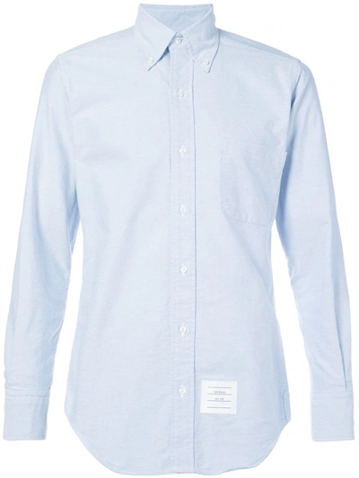 Thom Browne Extra Trim Fit Oxford Shirt With Grosgrain Trim In Blue