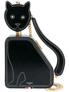 Thom Browne Cat Icon Calfskin Clutch Bag In Black
