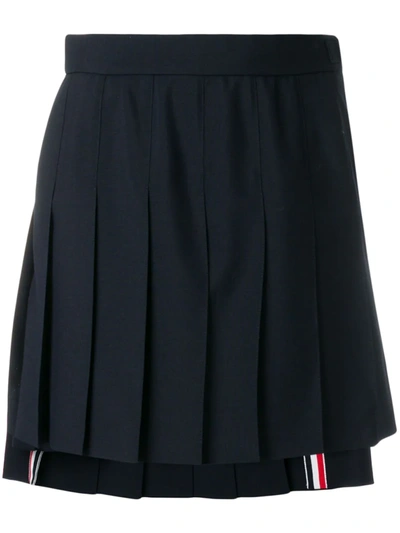Thom Browne Asymmetric Pleated Miniskirt In Blue