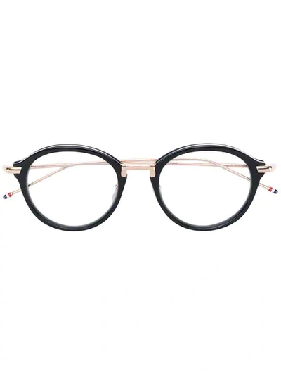 Thom Browne Round Black Shiny Optical Glasses In Blkgold