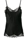 Gold Hawk Black Sleeveless Top With Adjustable Spaghetti Straps And Floral Emellishment In Black