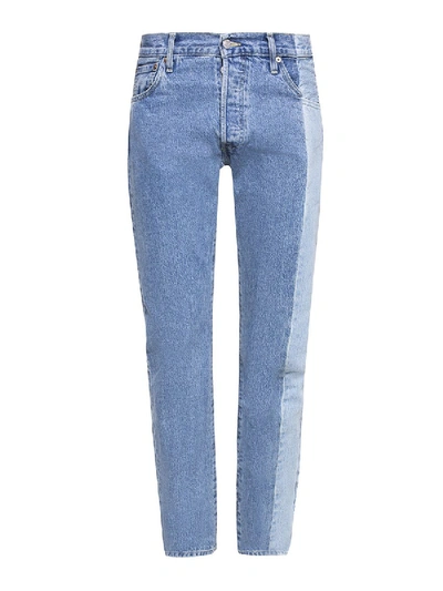 Vetements Side Panel Cotton Denim Jeans In Blu