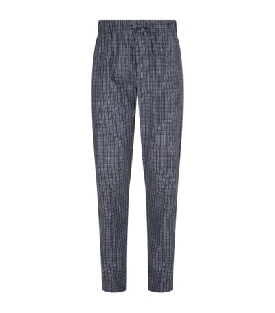 Hanro Checked Cotton Pyjama Trousers In Grey Check