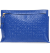 LOEWE LARGE LOGO EMBOSSED CALFSKIN LEATHER POUCH - BLUE,107.55.K05