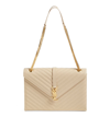Saint Laurent 'large Monogram' Grained Leather Shoulder Bag - Beige In Poudre