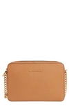 Michael Michael Kors 'large Jet Set' East/west Saffiano Crossbody Bag - Brown In Acorn/ Gold