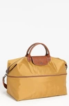 Longchamp Le Pliage Expandable Travel Duffel Nylon Weekender In Curry