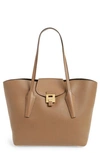 MICHAEL KORS LARGE BANCROFT LEATHER TOTE - BROWN,31T7GBNT9T