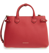 BURBERRY MEDIUM BANNER LEATHER TOTE - RED,3980795
