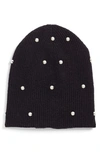 KATE SPADE IMITATION PEARL BEANIE - BLACK,KS1001135