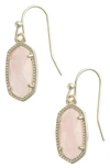 Kendra Scott Lee Small Drop Earrings In Rose Quartz/ Gold