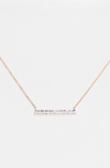 Dana Rebecca Designs 14k White & Rose Gold Sylvie Rose Medium Bar Necklace With Diamonds In Rose Gold