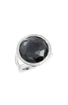Ippolita Stella Lollipop Ring In Hematite Doublet With Diamonds In Sterling Silver In Black/silver