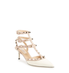Valentino Rockstud Pointy Toe Pump In Ivory Patent