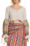 ALL THINGS MOCHI CHRISTINA EMBROIDERED CROP TOP,CHR1104