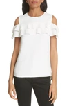 TED BAKER COLD SHOULDER FRILL TOP,WH8W-GW69-HOPEE