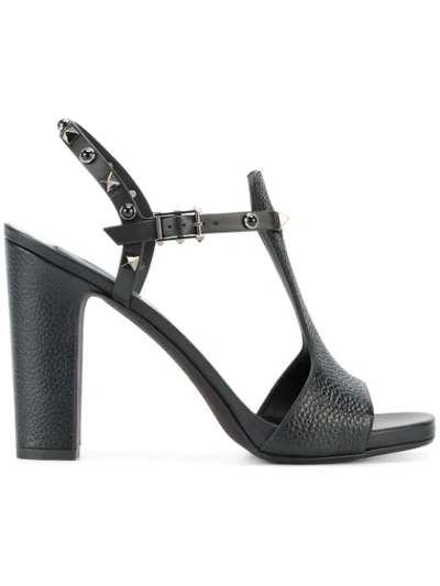 Valentino Garavani Woman Rockstud Pebbled-leather Sandals Black