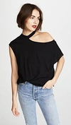 Rta Axel Cutout Cotton And Cashmere-blend Jersey Top In Black