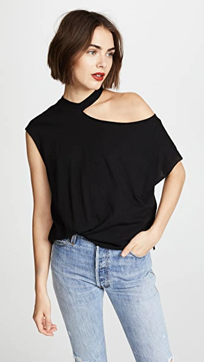 Rta Axel Cutout Cotton And Cashmere-blend Jersey Top In Black