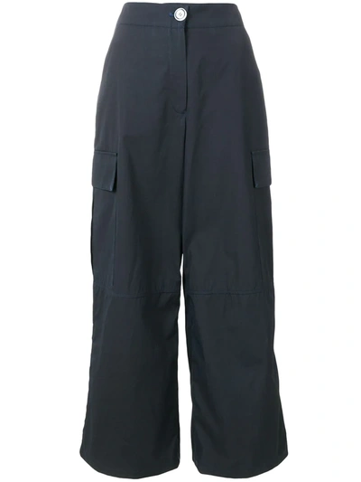 Walk Of Shame Cargo Pocket Palazzo Trousers In Blue