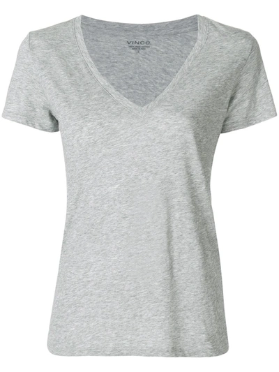 Vince Essential V-neck Pima Cotton T-shirt In Grey