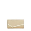 JIMMY CHOO EMMIE Gold Glitter Leather Clutch Bag,EMMIEGLE