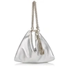 Jimmy Choo Callie Metallic Leather Clutch In Silver