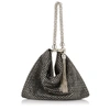 JIMMY CHOO CALLIE Black Diamond Motif Crystal Hotfix on Suede Clutch Bag,CALLIEIAM