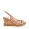 JIMMY CHOO AMELY 80 Ballet Pink Nappa Leather Slingback Wedges,AMELY80NBE S