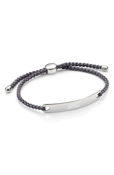 Monica Vinader Silver Linear Men S Friendship Bracelet In Black