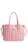 Mcm Medium Liz Reversible Visetos Leather Shopper In Soft Pink