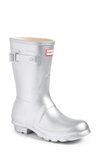 Hunter 'original Short' Rain Boot In Silver